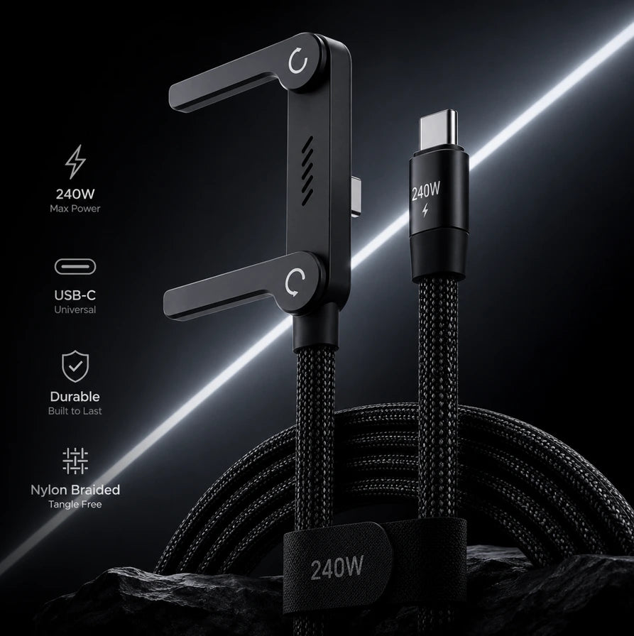 DilDeez 240W Fast Charging Type C to C Cable with Built In Stand