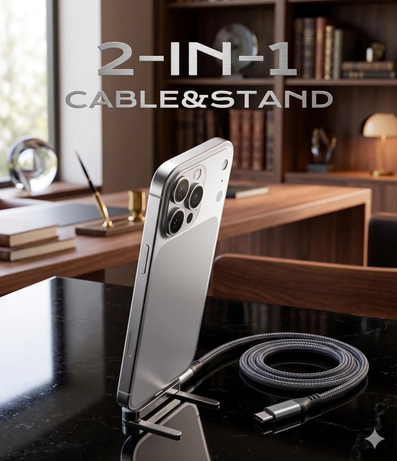 DilDeez 240W Fast Charging Type C to C Cable with Built In Stand