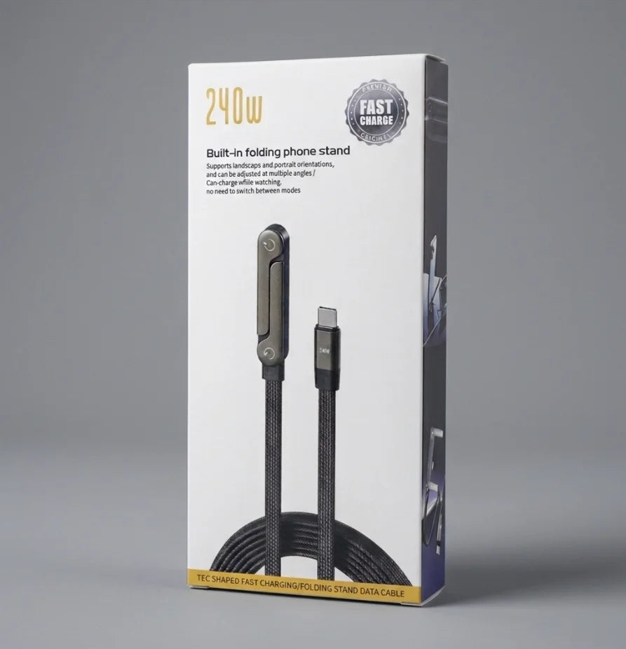 DilDeez 240W Fast Charging Type C to C Cable with Built In Stand